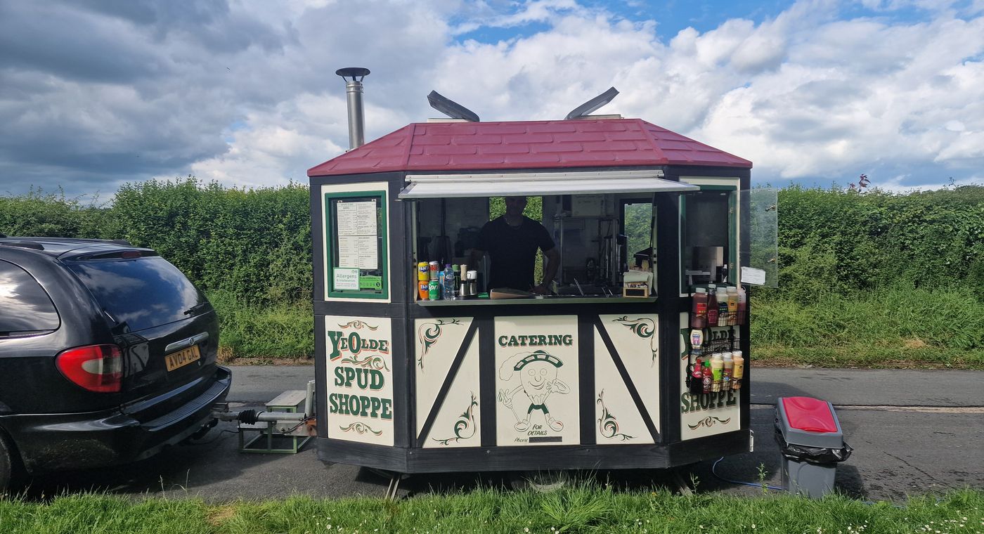 The trailer pitched up and ready to serve